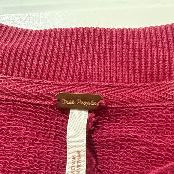 Free People Red Sweater Velvet Sleeves - Picture 2 of 2
